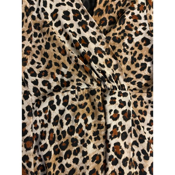 Zara Leopard Animal Print Midi Dress Surplice V-Neck Size Large - Picture 8 of 11